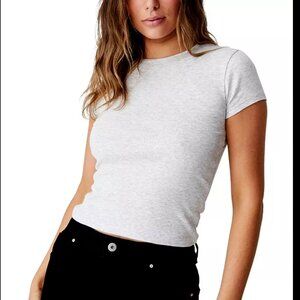 Cotton On The One Rib Crew Short Sleeve T-Shirt – Heather Grey – XS